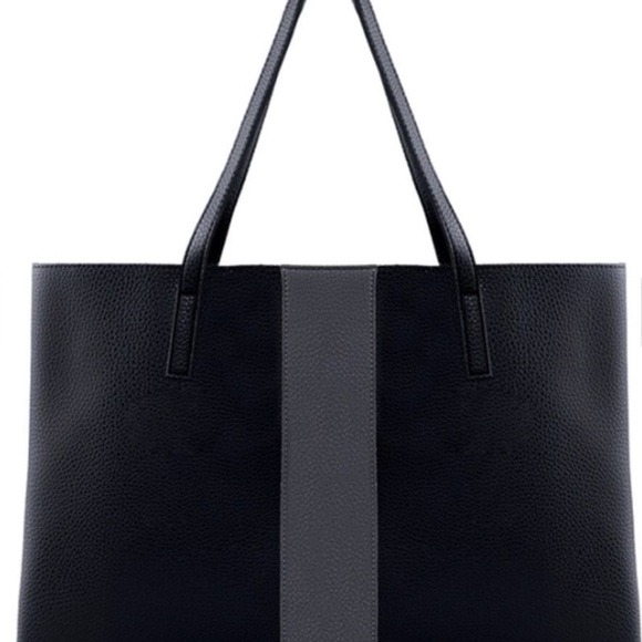 Vince Camuto Handbags - Vince Camuto Sleek Black and Gray Tote with Vertical Stripe